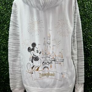Disneyland Jacket Womens M White Gold Cinderella Castle Zip‎ Mickey Disney World